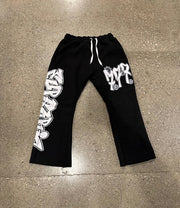 Euphoric Graffiti Flare Pants - Black