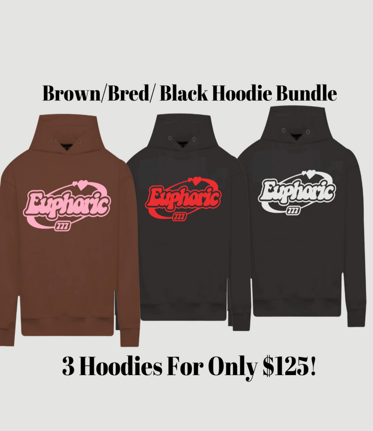 Brown/Bred/Black Puff Print Hoodie Bundle