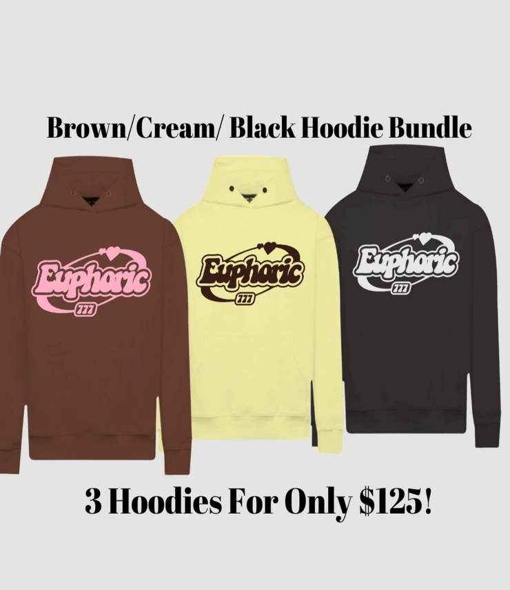 Brown/Cream/Black Puff Print Hoodie Bundle