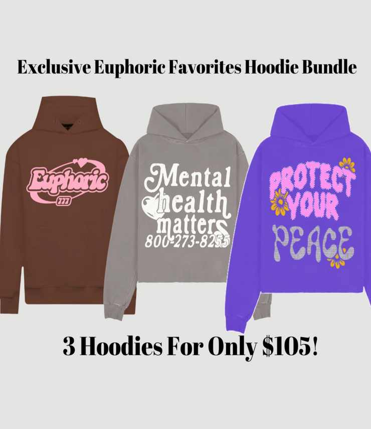 3 - Hoodie Bundle "Euphoric Favorites" (Brown Puff/Gray MHM/Purple PYP)