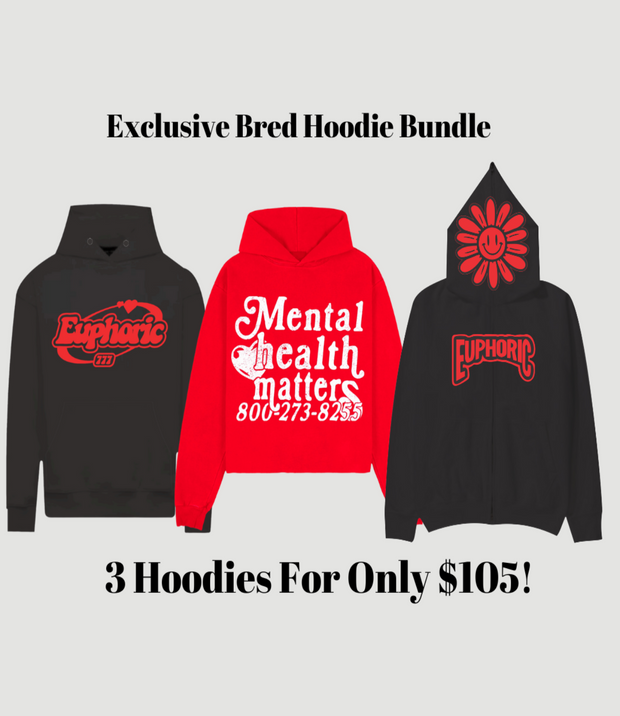 3 Hoodie Bundle "BRED"