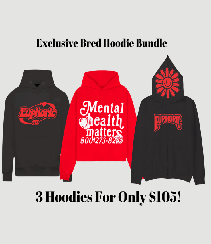 3 - Hoodie Bundle "BRED" (Bred Puff/Red MHM/Bred FZP)