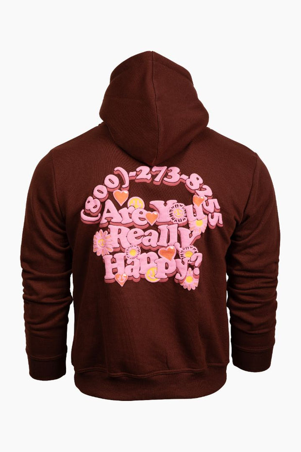 Euphoric Puff Print Hoodie - Brown