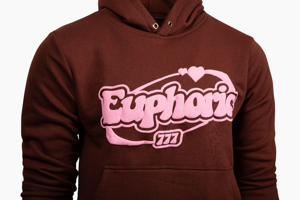 Euphoric Puff Print Hoodie - Brown