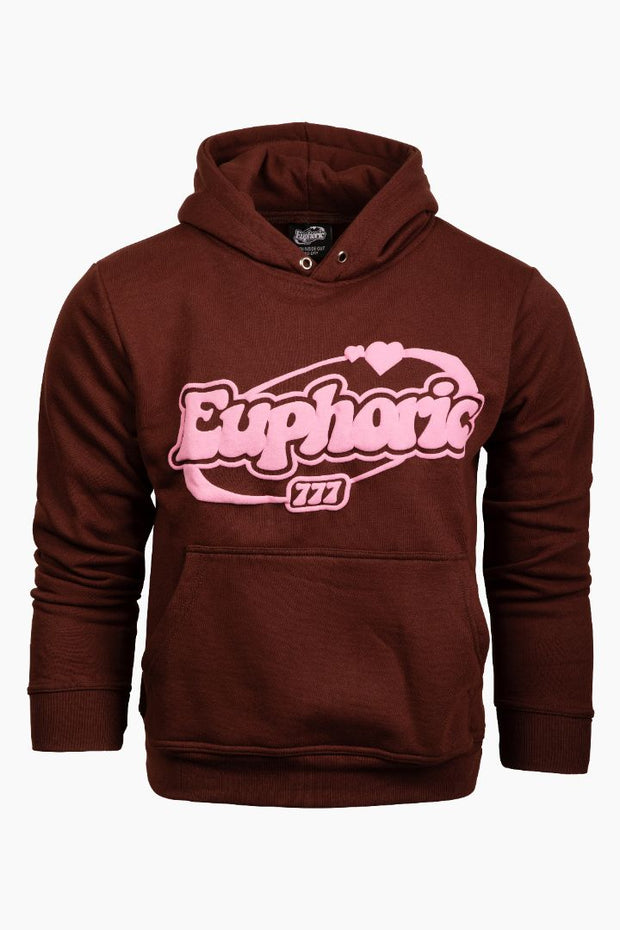 Euphoric Puff Print Hoodie - Brown