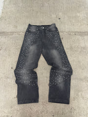 Black Rhinestone Denim