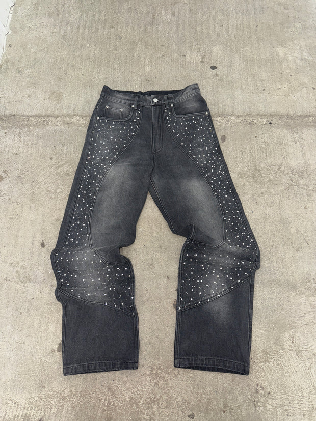 Black Rhinestone Denim