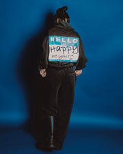 Black 'I am Happy' Zip Up