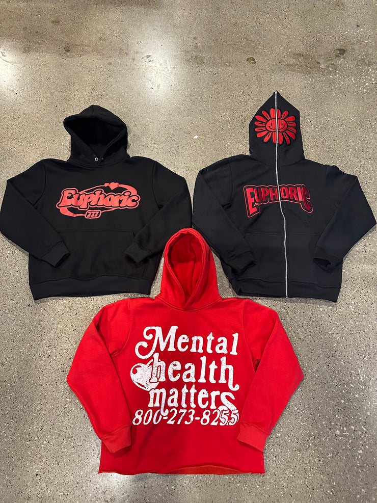 3 - Hoodie Bundle "BRED" (Bred Puff/Red MHM/Bred FZP)