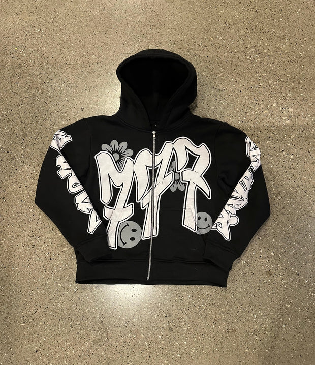 Euphoric Graffiti Zip Up - Black