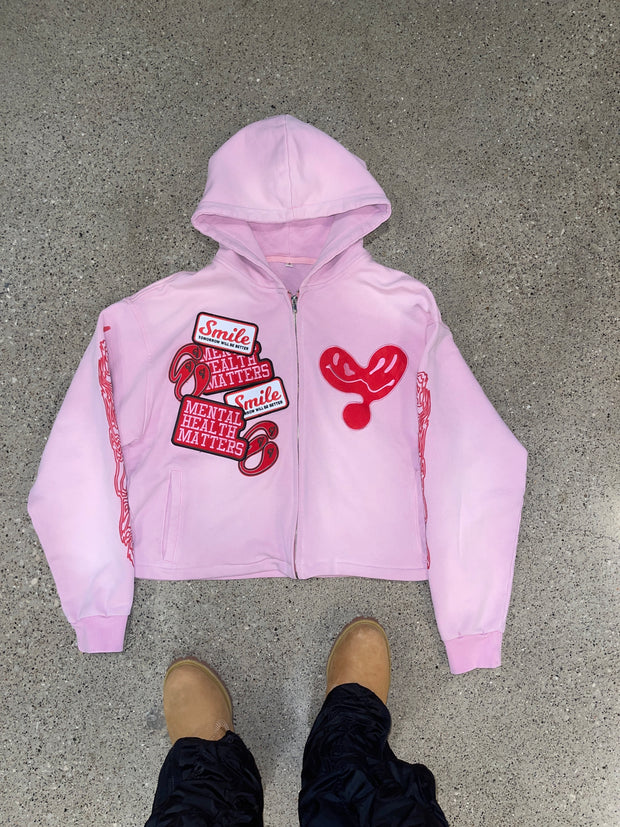 Patchwork Zip Up - Pink