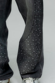 Black Rhinestone Denim