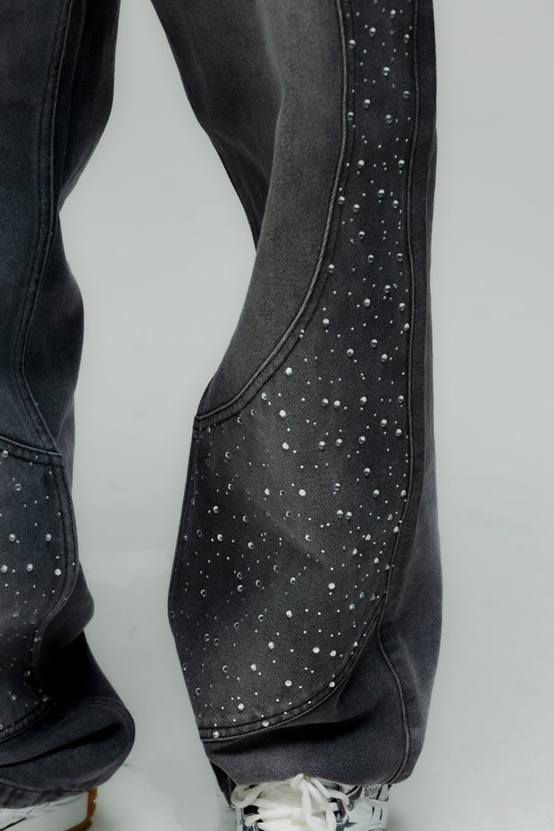Black Rhinestone Denim