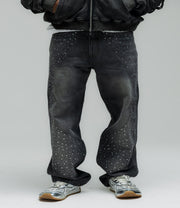 Black Rhinestone Denim