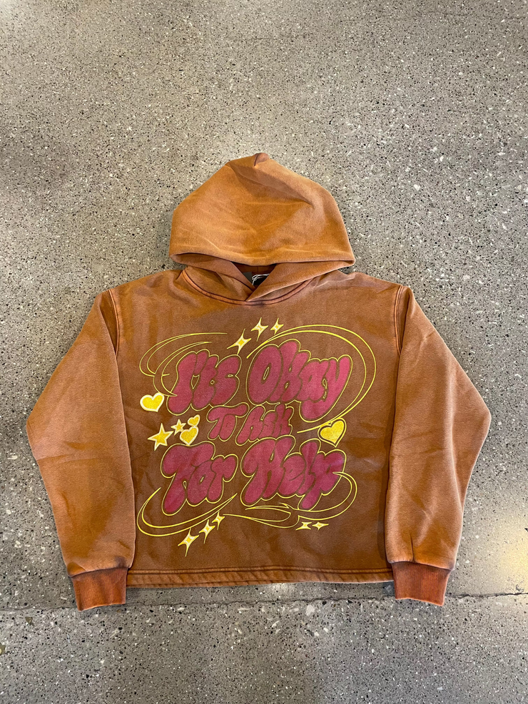 "Its Okay To Ask For Help" Hoodie - Brown