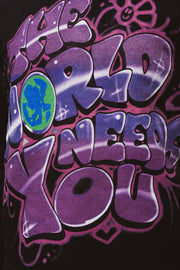 "The World Needs You" Airbrush Hoodie - Black
