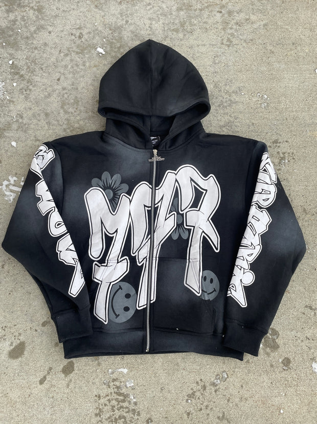 Euphoric V2 Graffiti Zip Up - Black