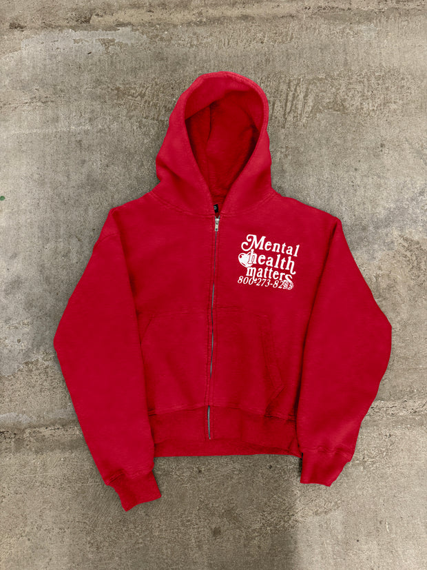 Double Print Mental Health Matters Zip Up - Red
