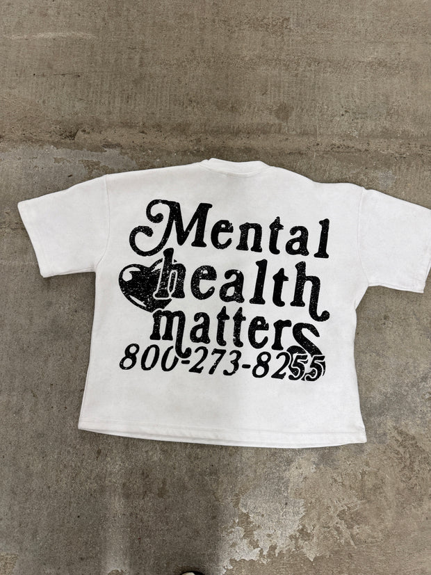 Double Print Mental Health Matters Tee - White