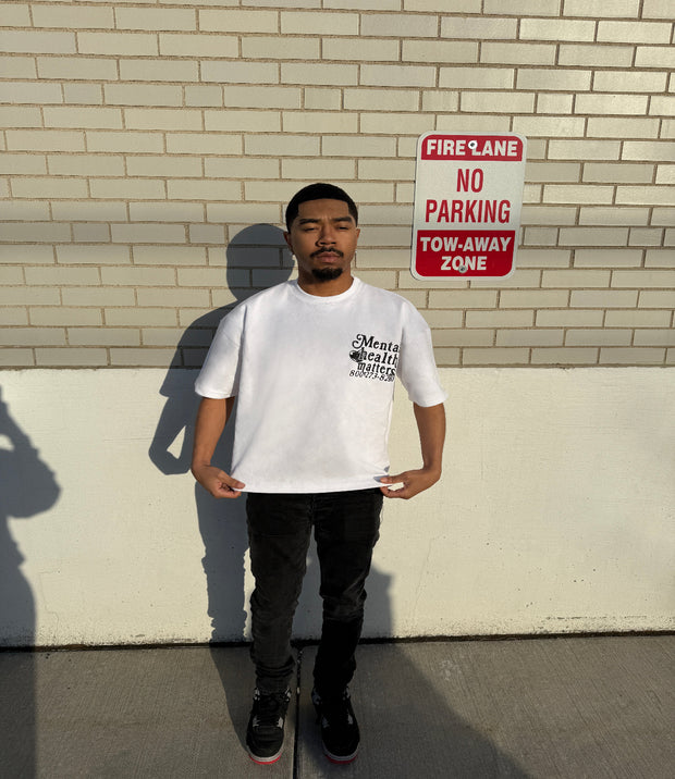 Double Print Mental Health Matters Tee - White