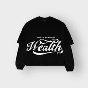 Mental Health Is Wealth Double Layer Tee - Black