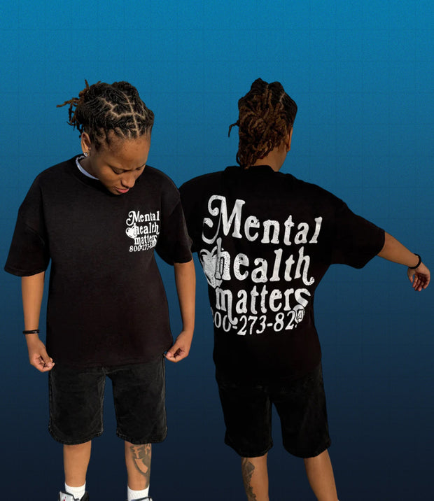 Double Print Mental Health Matters Tee - Black