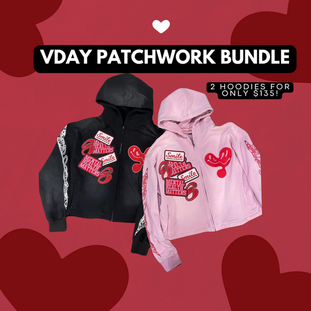 2 Hoodie Bundle - "Vday Patchwork"