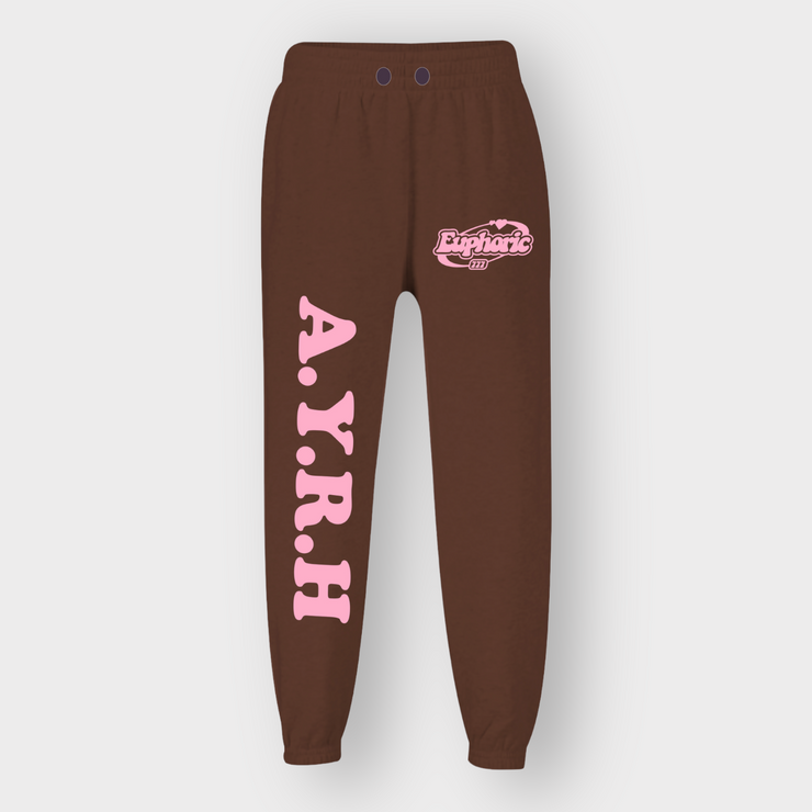 Euphoric Puff Print Joggers - Brown